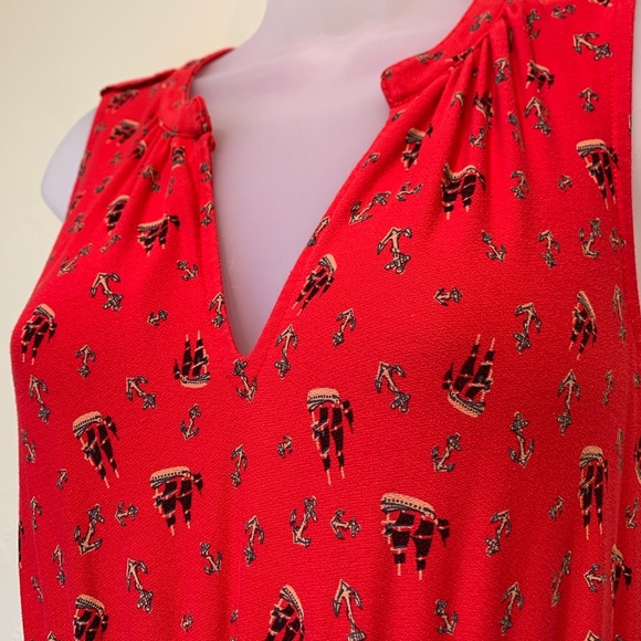 LEIFNOTES Anthro Skipper Sailboat Ship Novelty AOP Sleeveless Swingy Mini Dress - Picture 5 of 8